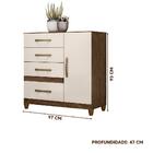 Cômoda 1 Porta 4 Gavetas Castanho Wood Baunilha Com Pés Vênus