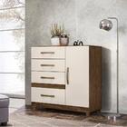 Cômoda 1 Porta 4 Gavetas Castanho Wood Baunilha Com Pés Vênus