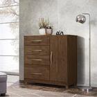 Cômoda 1 Porta 4 Gavetas Castanho Wood Com Pés Vênus Moval