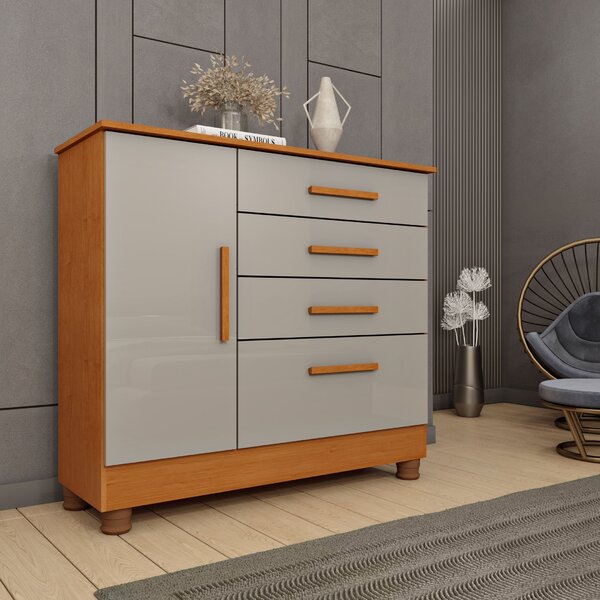 Cômoda 1 Porta 4 Gavetas Com Pés 104cm Chicago