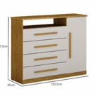 Cômoda 1 Porta 4 Gavetas Diamante Leifer Móveis Freijó-off Wh