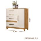 Cômoda 1 Porta 4 Gavetas Freijó Off White Com Pés Vênus Moval