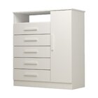 Cômoda 1 Porta 5 Gavetas 100% Mdf 95cm Nemésia Espresso Móvei