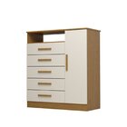 Cômoda 1 Porta 5 Gavetas 100% Mdf 95cm Nemésia Espresso Móvei