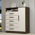 Cômoda 1 Porta 5 Gavetas 100% Mdf Nemésia Espresso Móveis Caf