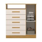 Cômoda 1 Porta 5 Gavetas 100% Mdf Nemésia Espresso Móveis Nat