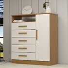 Cômoda 1 Porta 5 Gavetas 100% Mdf Nemésia Espresso Móveis Nat