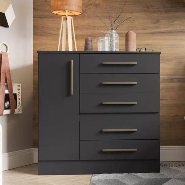 Cômoda 1 Porta 5 Gavetas Advantage Batrol Móveis Black