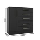 Cômoda 1 Porta 5 Gavetas Advantage Batrol Móveis Black
