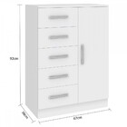Cômoda 1 Porta 5 Gavetas Branco Co65 - Fellicci