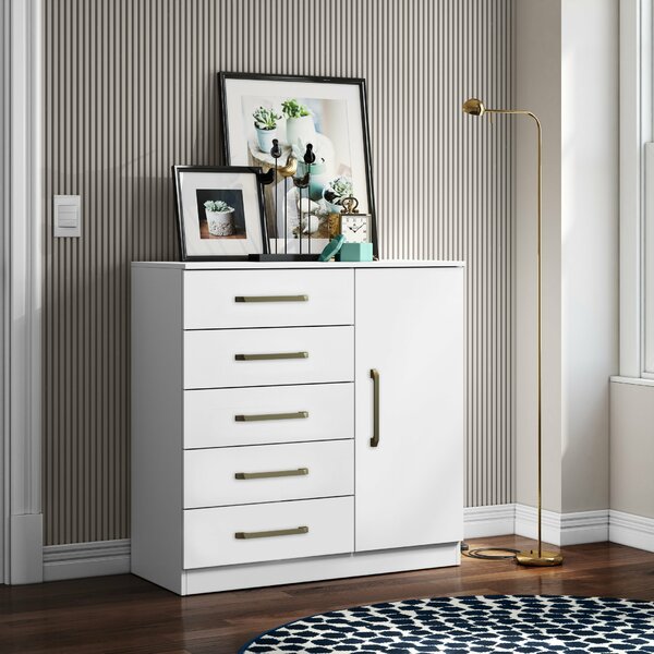 Cômoda 1 Porta 5 Gavetas Milão Branco