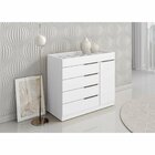 Cômoda 1 Porta 5 Gavetas Porta Jóias Com Tampo De Vidro Sevil