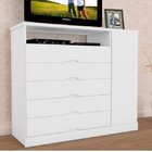 Cômoda 1 Porta 5 Gavetas Portugal  Branco Acetinado