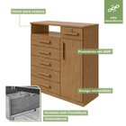 Cômoda 1 Porta 6 Gavetas 1 Nicho Da Vinci  Amêndoa Clean