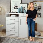 Cômoda 1 Porta 6 Gavetas Da Vinci  Branco