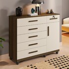 Cômoda 1 Porta 6 Gavetas Milão  Benetil Imbuia-off White