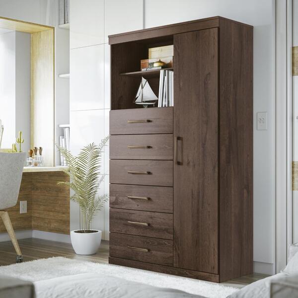 Cômoda 1 Porta 6 Gavetas Russell Ébano