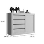 Cômoda 1 Porta De Correr 4 Gavetas  Branco