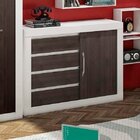 Cômoda 1 Porta De Correr 4 Gavetas  Branco/carvalho