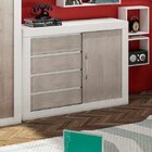 Cômoda 1 Porta De Correr 4 Gavetas  Branco/fresno