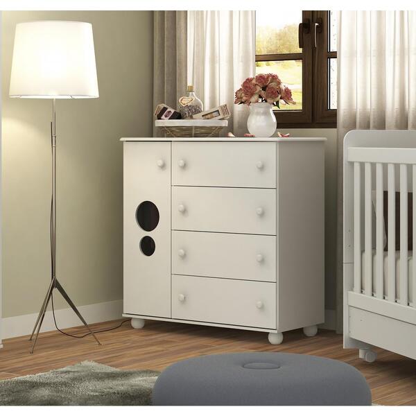 Cômoda 1 Porta E 4 Gavetas Pimpolho Multimóveis Branca