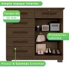 Cômoda 2 Porta 6 Gavetas Montagem Interna Flex Milão Cacau