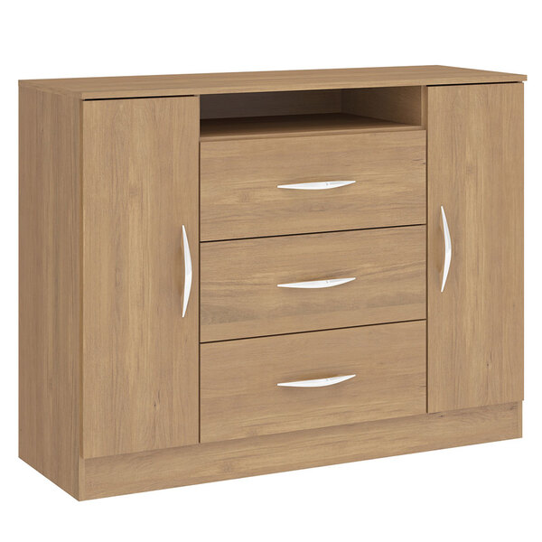 Cômoda 2 Portas 3 Gavetas 5 Prateleiras Carvalho Dakar/champa