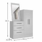 Cômoda 2 Portas 3 Gavetas Com Espelho Dunas Branco