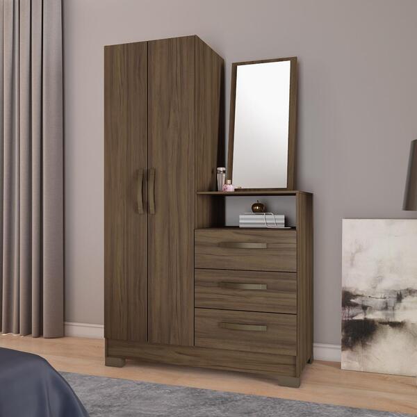 Cômoda 2 Portas 3 Gavetas Zurique Notável Nogal