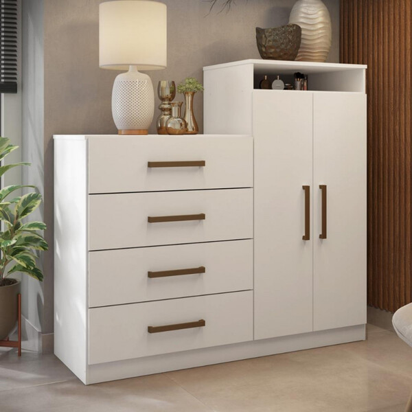 Cômoda 2 Portas 4 Gavetas Áurea Demobile