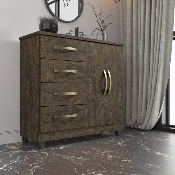 Cômoda 2 Portas 4 Gavetas Com Sapateira Dubai Imop Móveis Wen