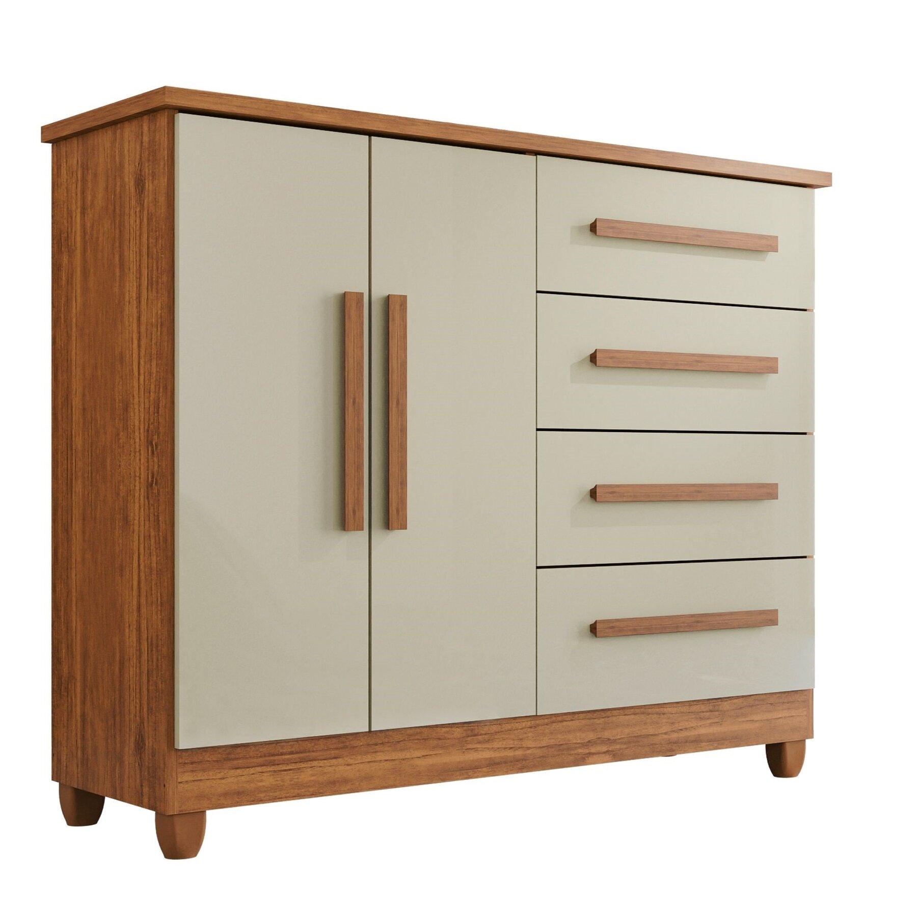 Comoda 2 Portas 4 Gavetas Com Sapateira Dubai Plus Cinamomo/off