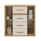 Cômoda 2 Portas 4 Gavetas Rodes Nature Off/white