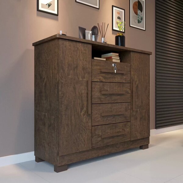 Cômoda 2 Portas 4 Gavetas Versales Imop Móveis Wengue Naturale