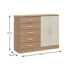 Cômoda 2 Portas 5 Gavetas 2 Prateleiras Carvalho Dakar/champa