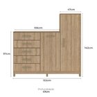 Cômoda 2 Portas 5 Gavetas Com Cabideiro E Pés Chicago Mel