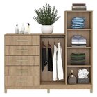 Cômoda 2 Portas 5 Gavetas Com Cabideiro E Pés Chicago Mel