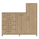 Cômoda 2 Portas 5 Gavetas Com Cabideiro E Pés Chicago Mel