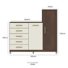 Cômoda 2 Portas 5 Gavetas Com Cabideiro E Pés Chicago Rústico