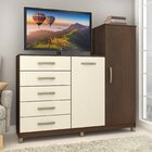 Cômoda 2 Portas 5 Gavetas Com Cabideiro E Pés Chicago Rústico