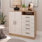 Cômoda 2 Portas 5 Gavetas Com Chave Guatemala Freijo/white La