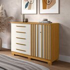 Cômoda 2 Portas 5 Gavetas Com Sapateira Mdf 136cm Gérbera Esp