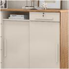 Cômoda 2 Portas 6 Gavetas Com Rodízios Max Off White/amêndoa