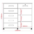 Cômoda 2 Portas 6 Gavetas Com Rodízios Platina Amêndoa/off Wh