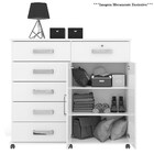 Cômoda 2 Portas 6 Gavetas Com Rodízios Platina Amêndoa/off Wh
