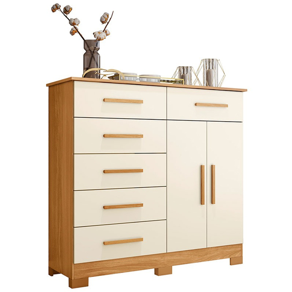 Cômoda 2 Portas 6 Gavetas New Xangai - Albatroz Móveis - Carv