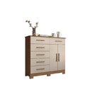 Cômoda 2 Portas 6 Gavetas Xangai Avelã/fendi Metallic