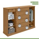 Cômoda 2 Portas 7 Gavetas 3 Prateleiras Vedra Amêndoa Clean