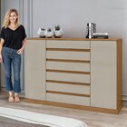 Cômoda 2 Portas 7 Gavetas 3 Prateleiras Vedra Amêndoa Clean/o