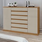 Cômoda 2 Portas 7 Gavetas 3 Prateleiras Vedra Amêndoa Clean/o